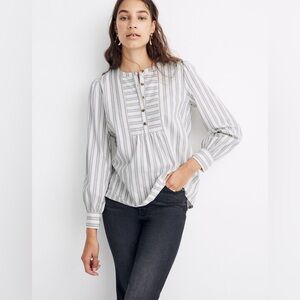 *New* Madewell Leysfield Popover Shirt in Stripe, Size Small